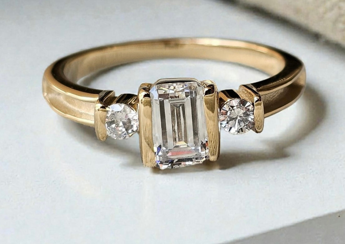 925 Silver Emerald Cut Solitaire Ring