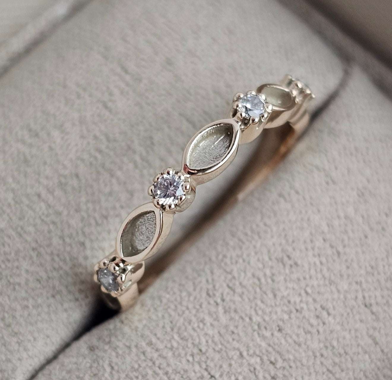 925 Silver Half Marquis Crystal Ring