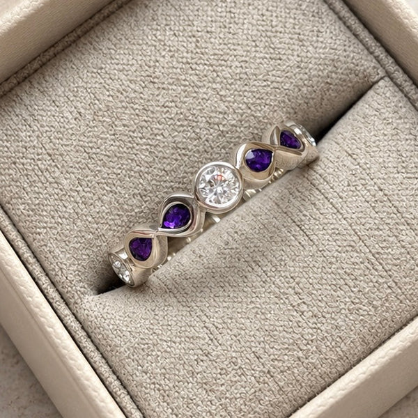 925 Silver Double Infinity Crystal Band Ring