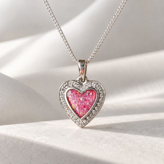 925 Silver Heart Crystal Surround Pendant