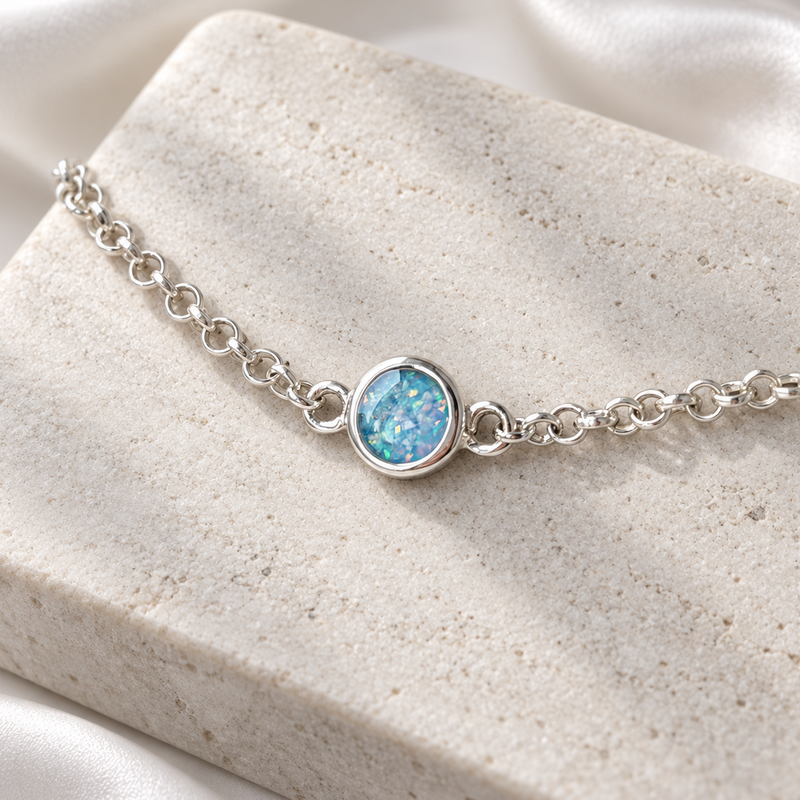925 Silver Mini Round Charm Belcher Chain Bracelet