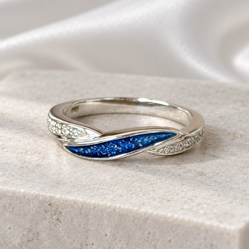925 Silver Wave Crystal Band Ring