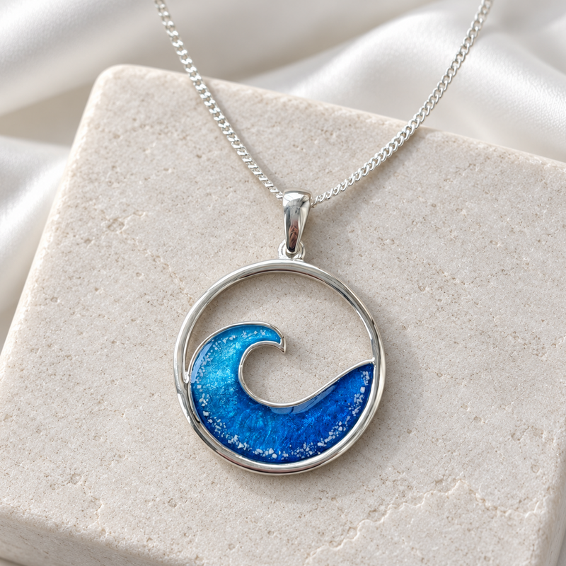 925 Silver Ocean Wave Pendant