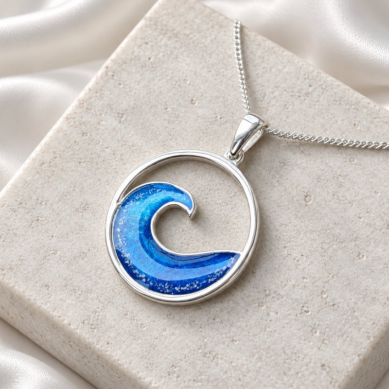 925 Silver Ocean Wave Pendant