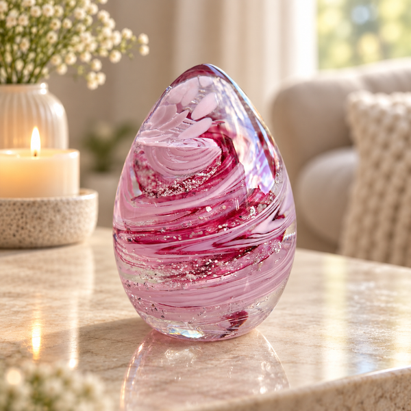 Crystal Glass Ashes Domed Paperweight