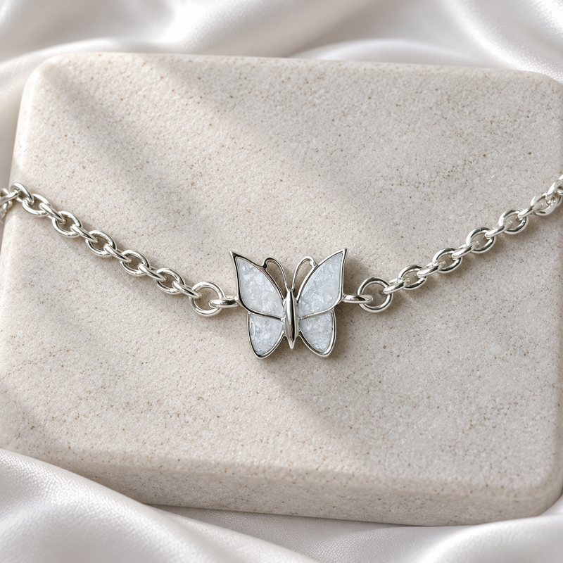 925 Silver Butterfly Link Chain Bracelet