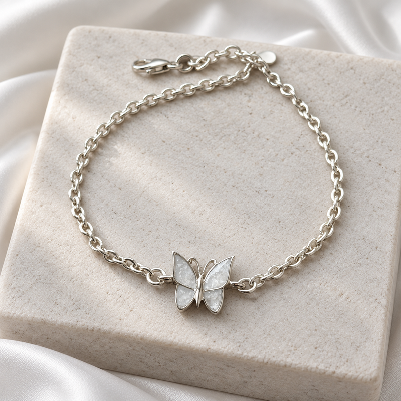 925 Silver Butterfly Link Chain Bracelet