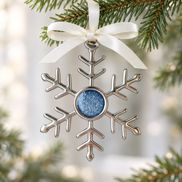 Memorial Snowflake Hanging Decoration with Round Stone