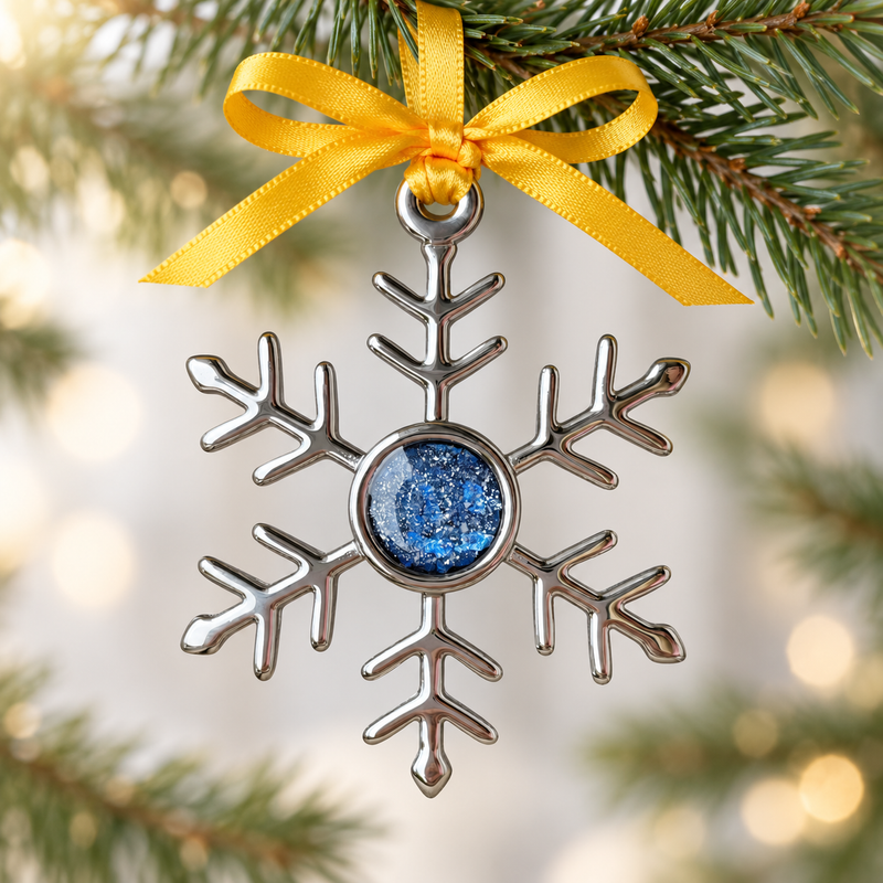 Memorial Snowflake Hanging Decoration with Round Stone