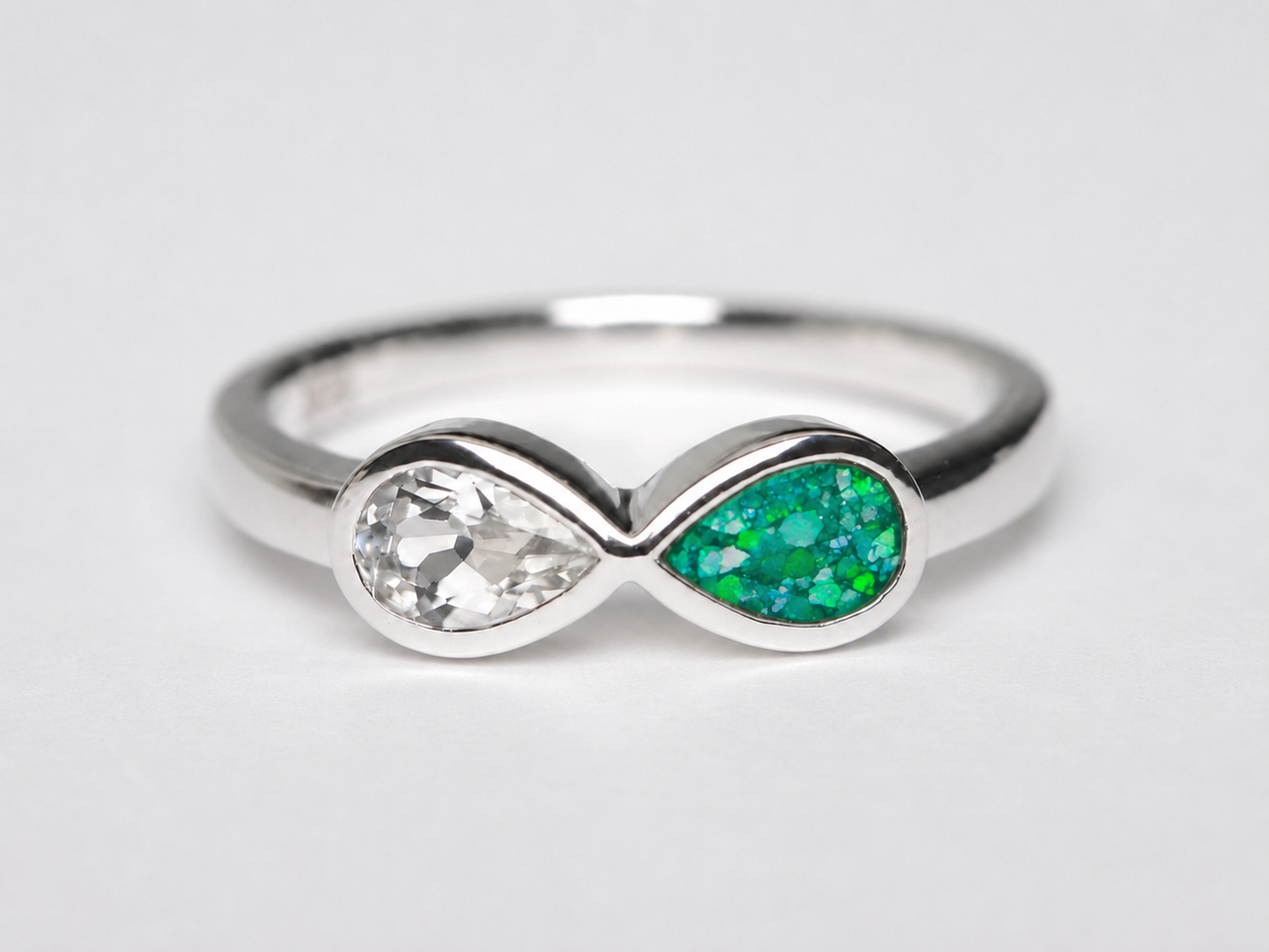 925 Silver Infinity Pear Ring