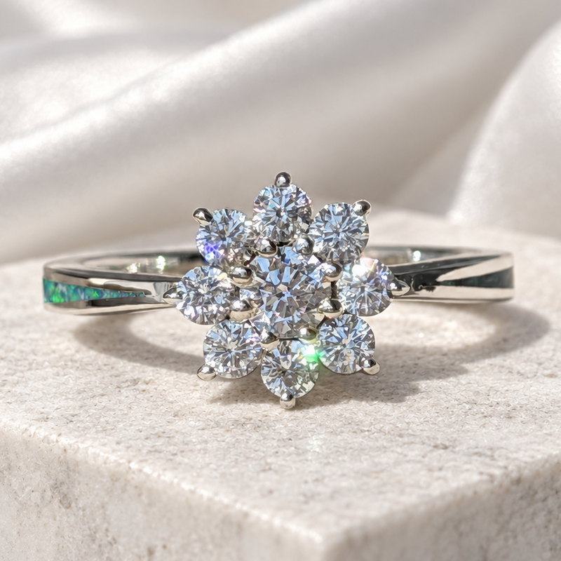 925 Silver Celestial Cluster Crystal Ring