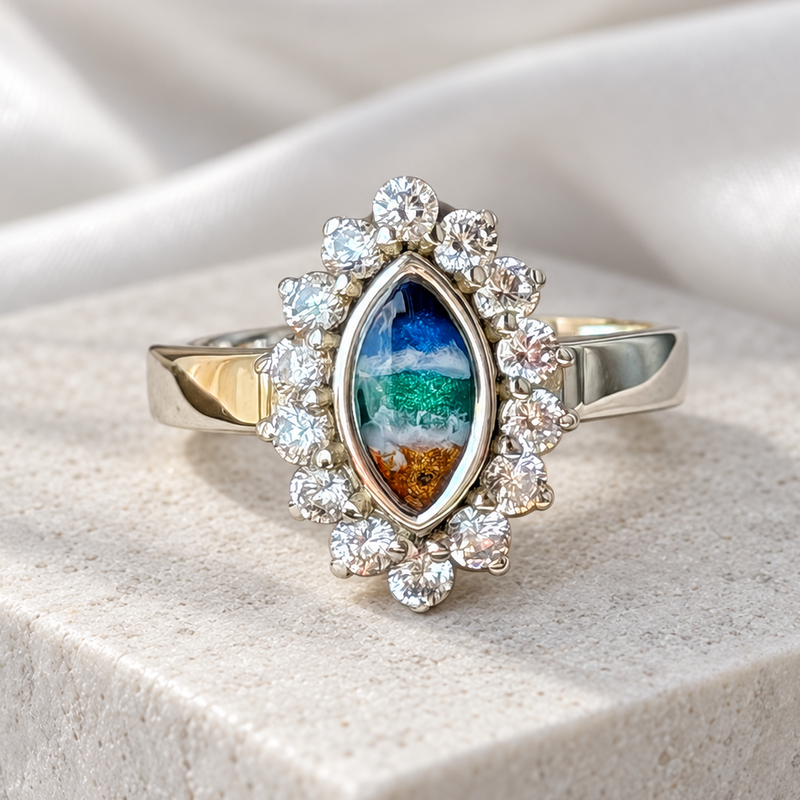 925 Silver Princess Marquise Crystal Ring