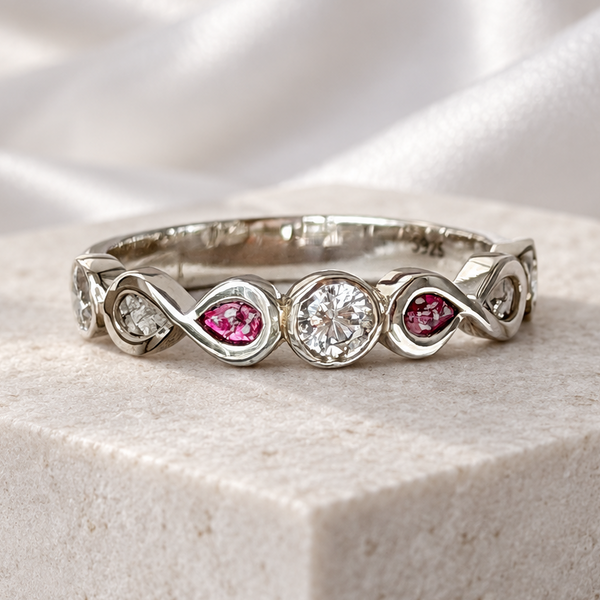 925 Silver Double Infinity Crystal Band Ring