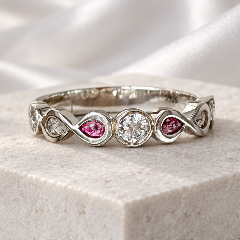 925 Silver Double Infinity Crystal Band Ring