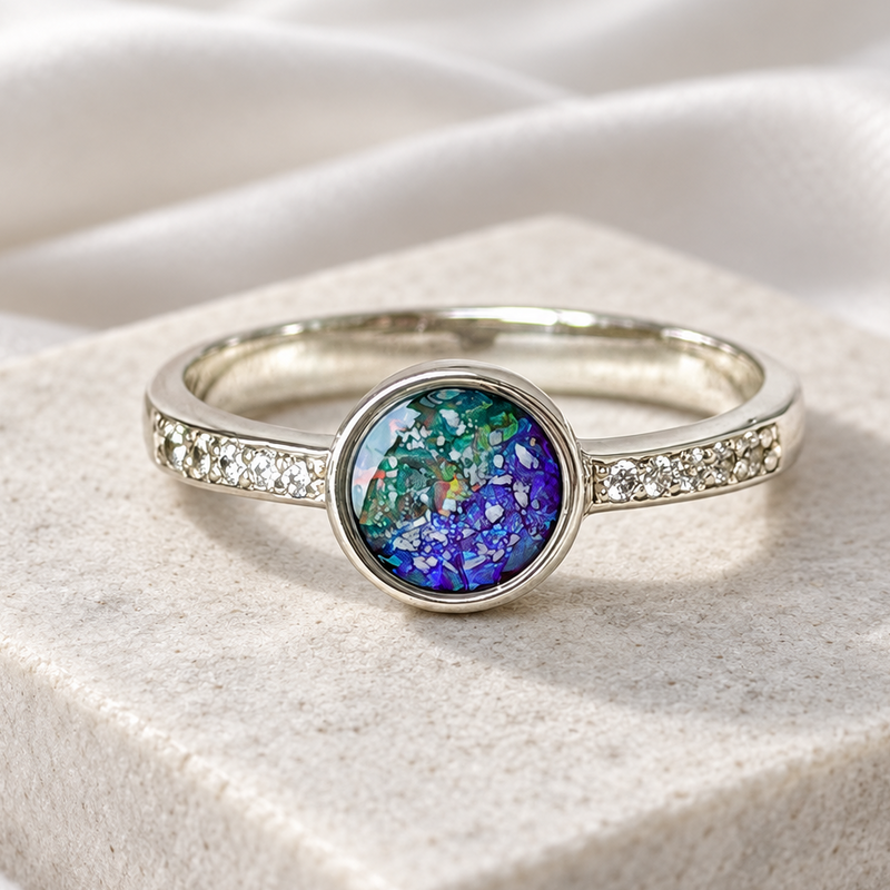 925 Silver Round Crystal Shoulder Ring
