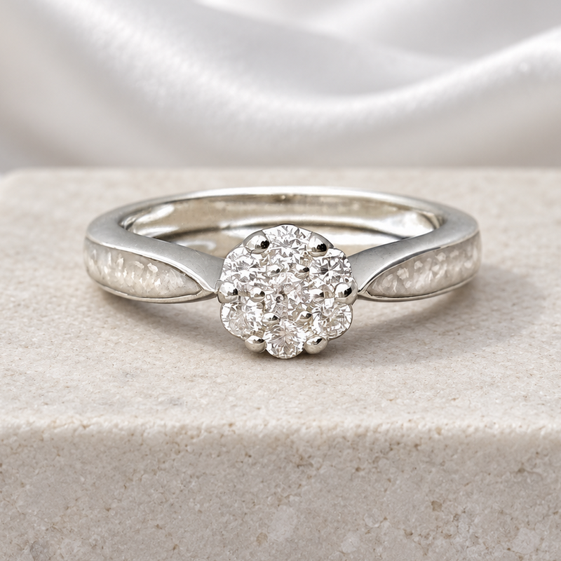 925 Silver Cluster Solitaire Ring