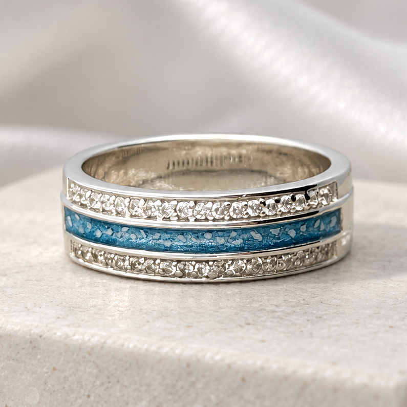 925 Silver 7mm Channel Crystal Band Ring