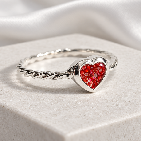 925 Silver Simple Heart Twisted Band Ring