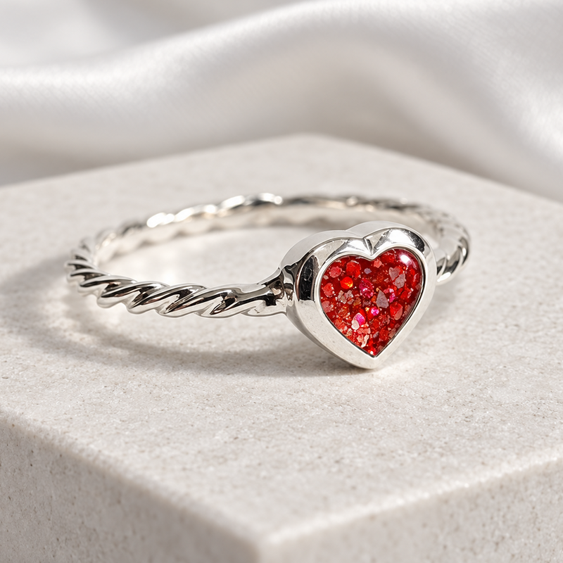 925 Silver Simple Heart Twisted Band Ring