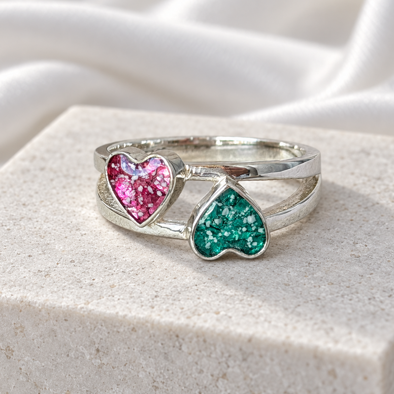 925 Silver Double Heart Ring