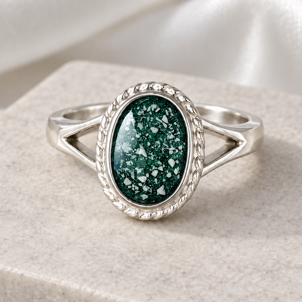 925 Silver Oval Rope Edged Ring