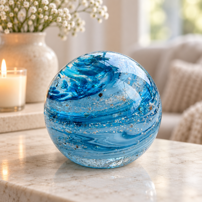Crystal Glass Ashes Spherical Paperweight