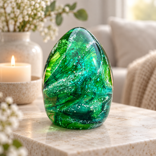 Crystal Glass Ashes Domed Paperweight