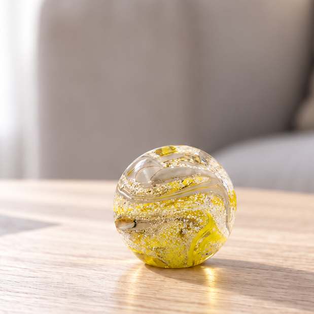 Mini Crystal Glass Ashes Round Paperweight