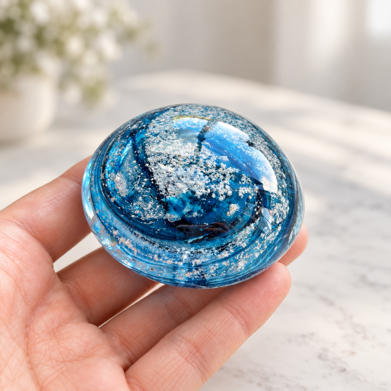 Mini Crystal Glass Pebble Paperweight
