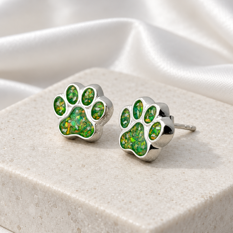 925 Silver Paw Print Earrings