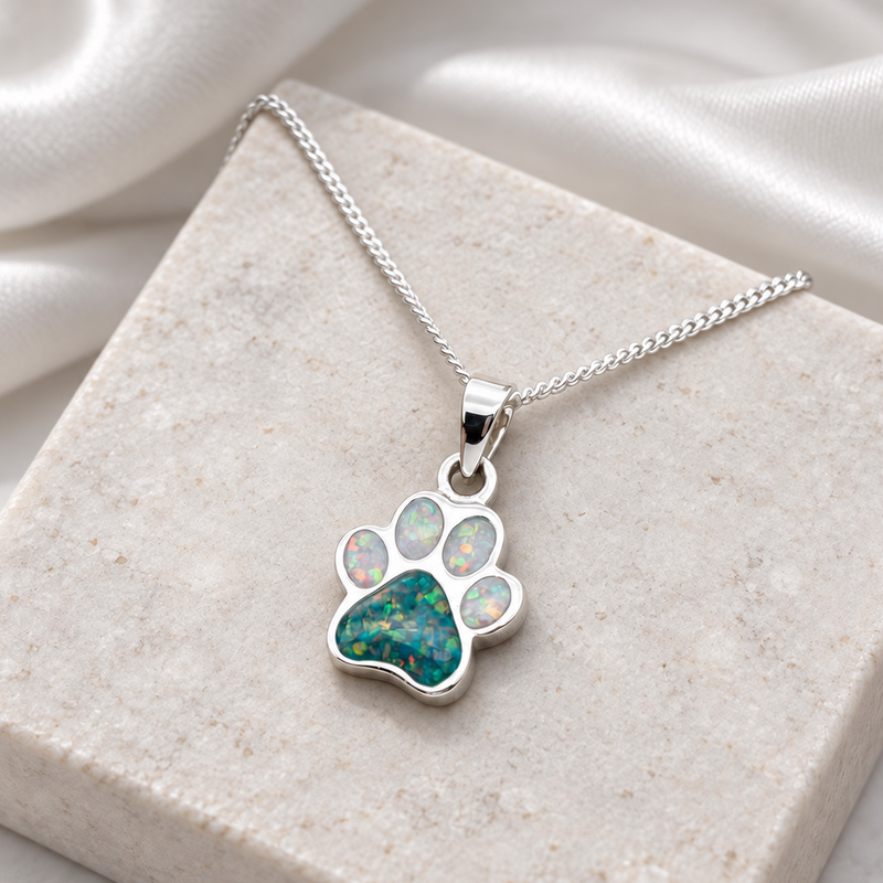 925 Silver Simple Paw Print Pendant