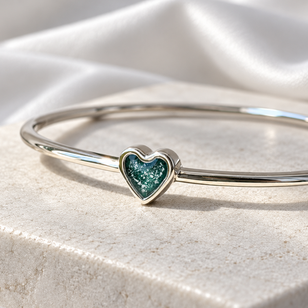 925 Silver Mini Bubble Heart Safety Bangle