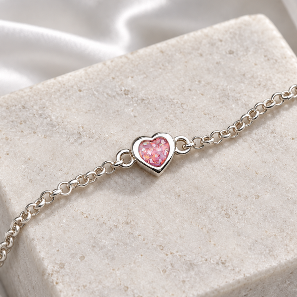 925 Silver Mini Heart Charm Belcher Chain Bracelet