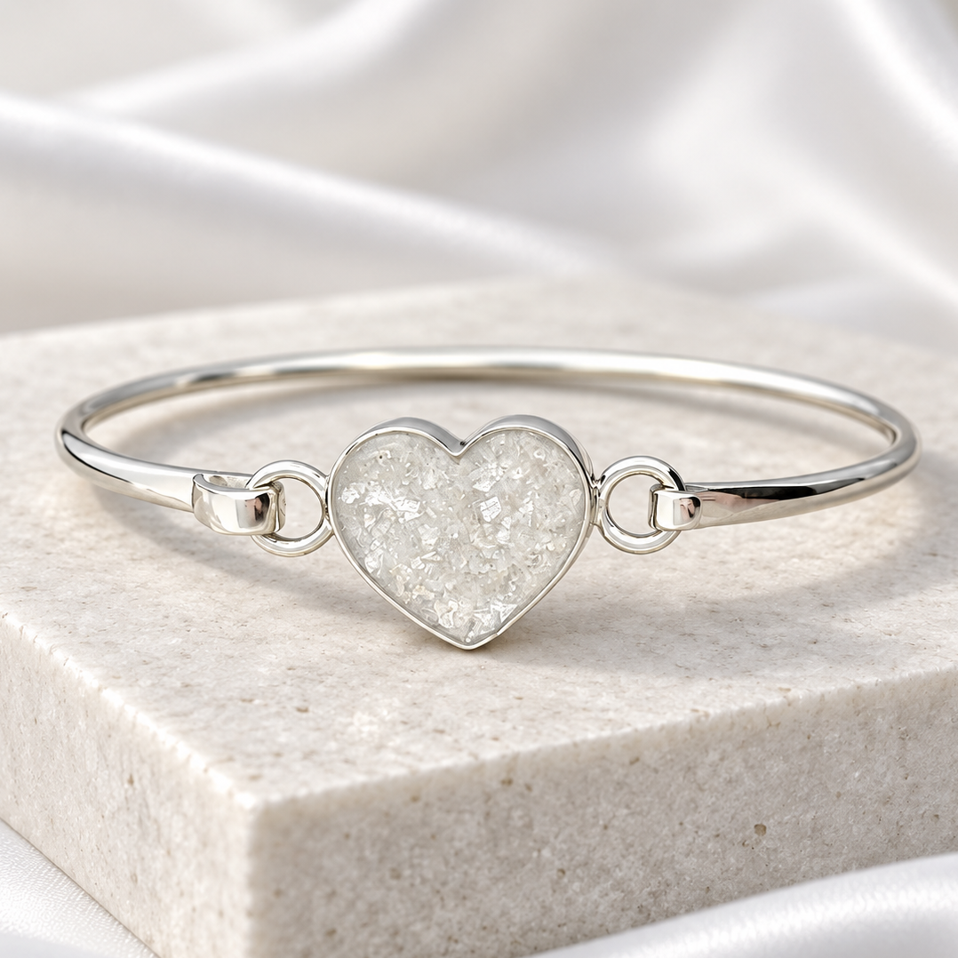925 Silver Simple Heart Bangle