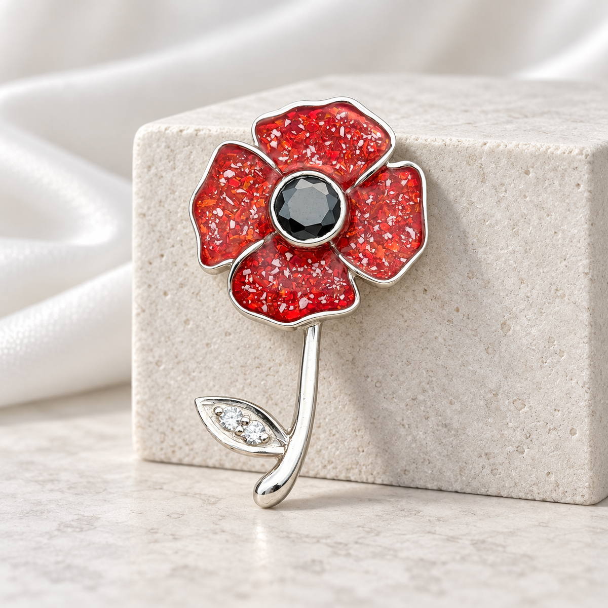 925 Silver Exclusive Poppy Brooch