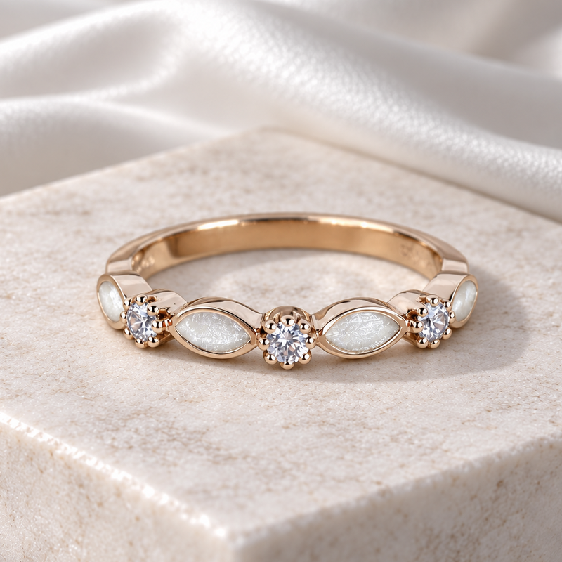 9K Gold Half Marquise Crystal Ring