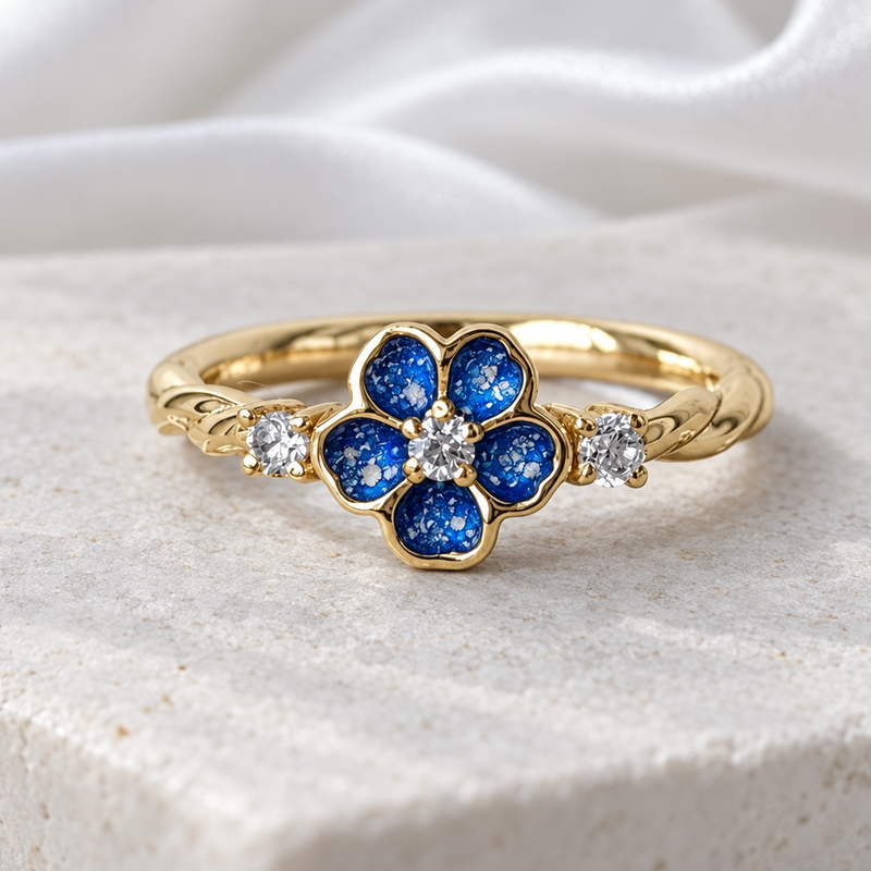 9K Gold Forget Me Not Crystal Ring