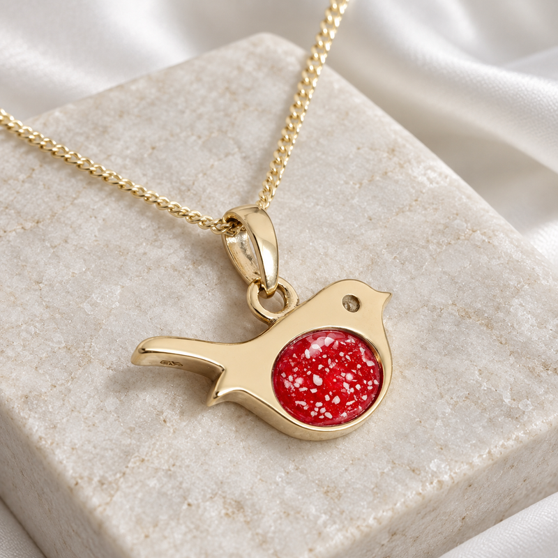 9K Gold Robin Pendant