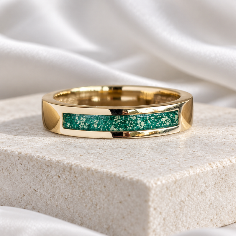 9K Gold Unisex Squared Channel Band Ring