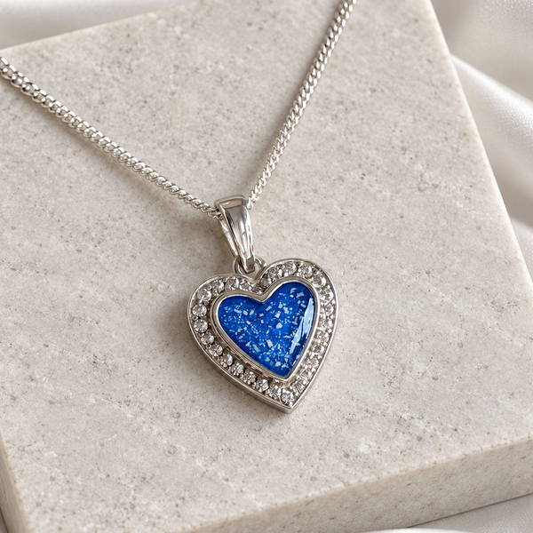 925 Silver Heart Crystal Halo Pendant