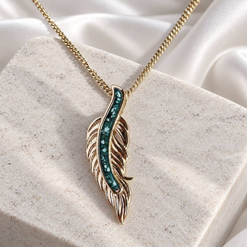 9K Gold Feather Pendant