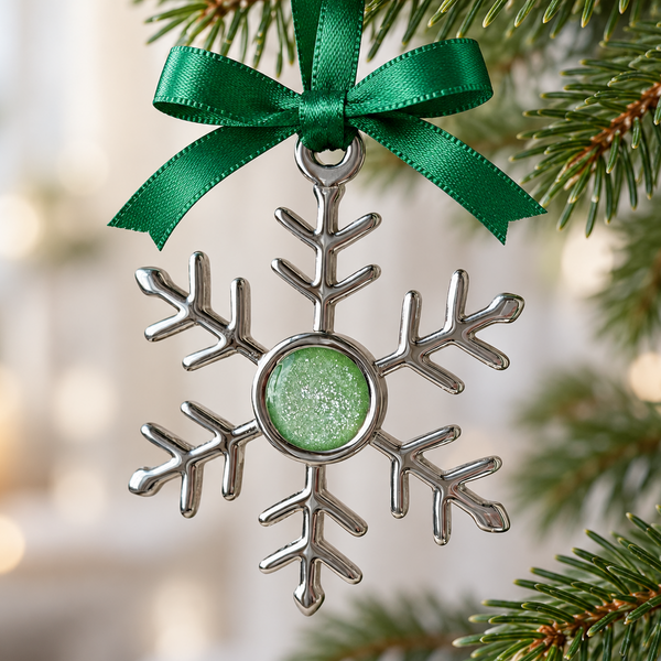 Memorial Snowflake Hanging Decoration with Round Stone