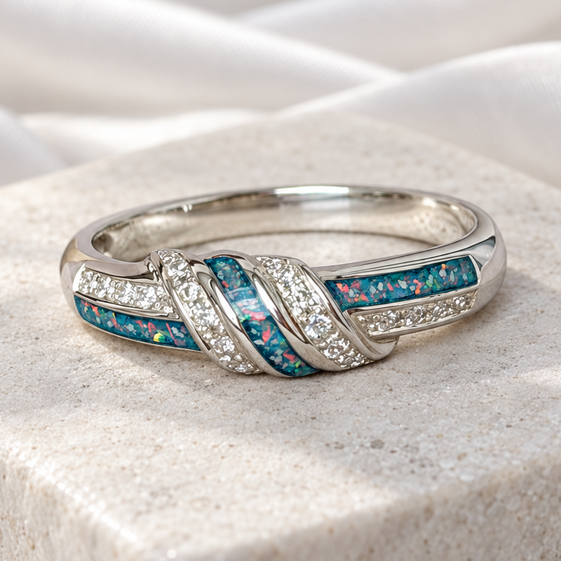 925 Silver Three Stone Knot Band Ring