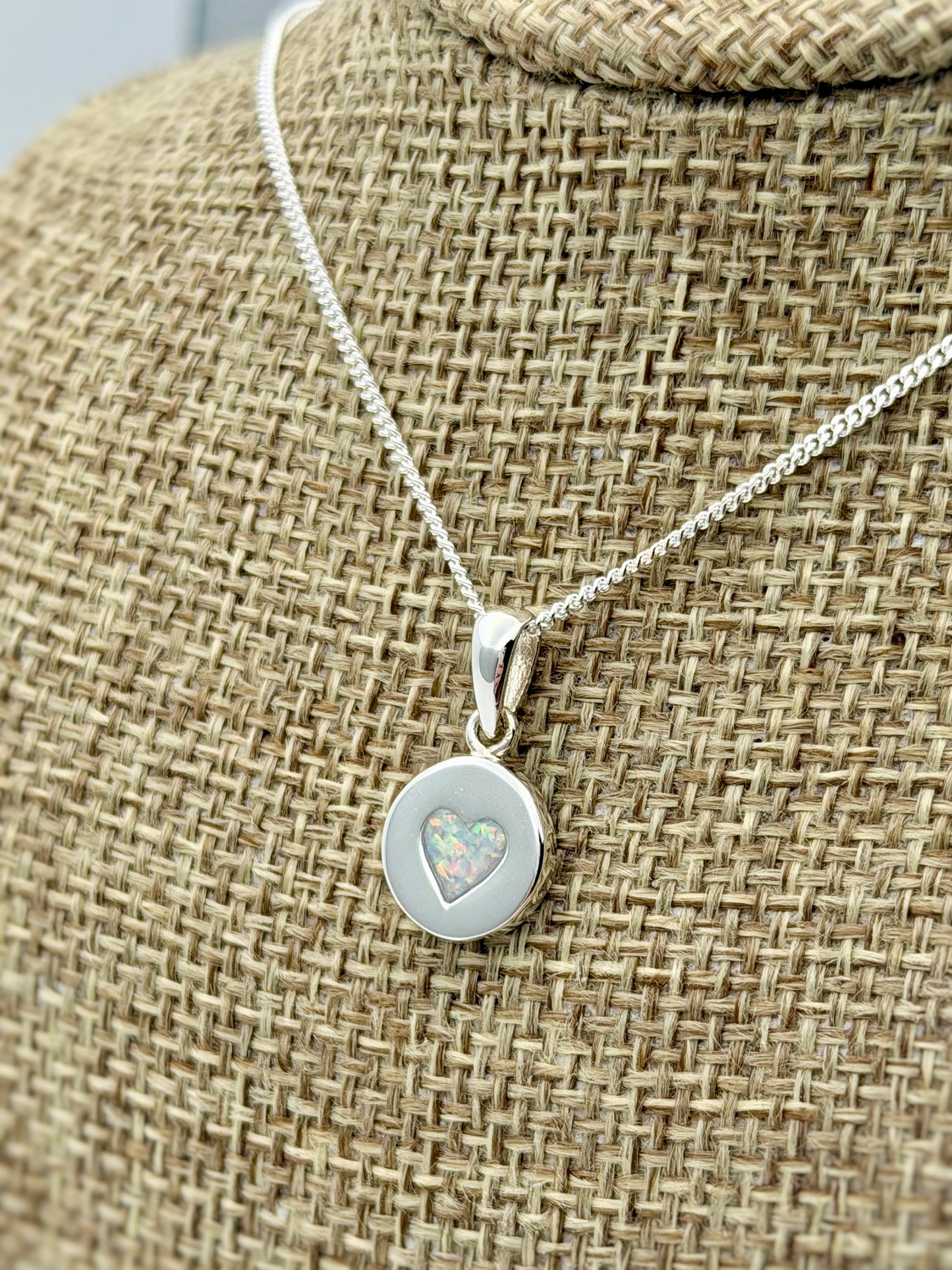 925 Silver Small Round Heart Indent Pendant