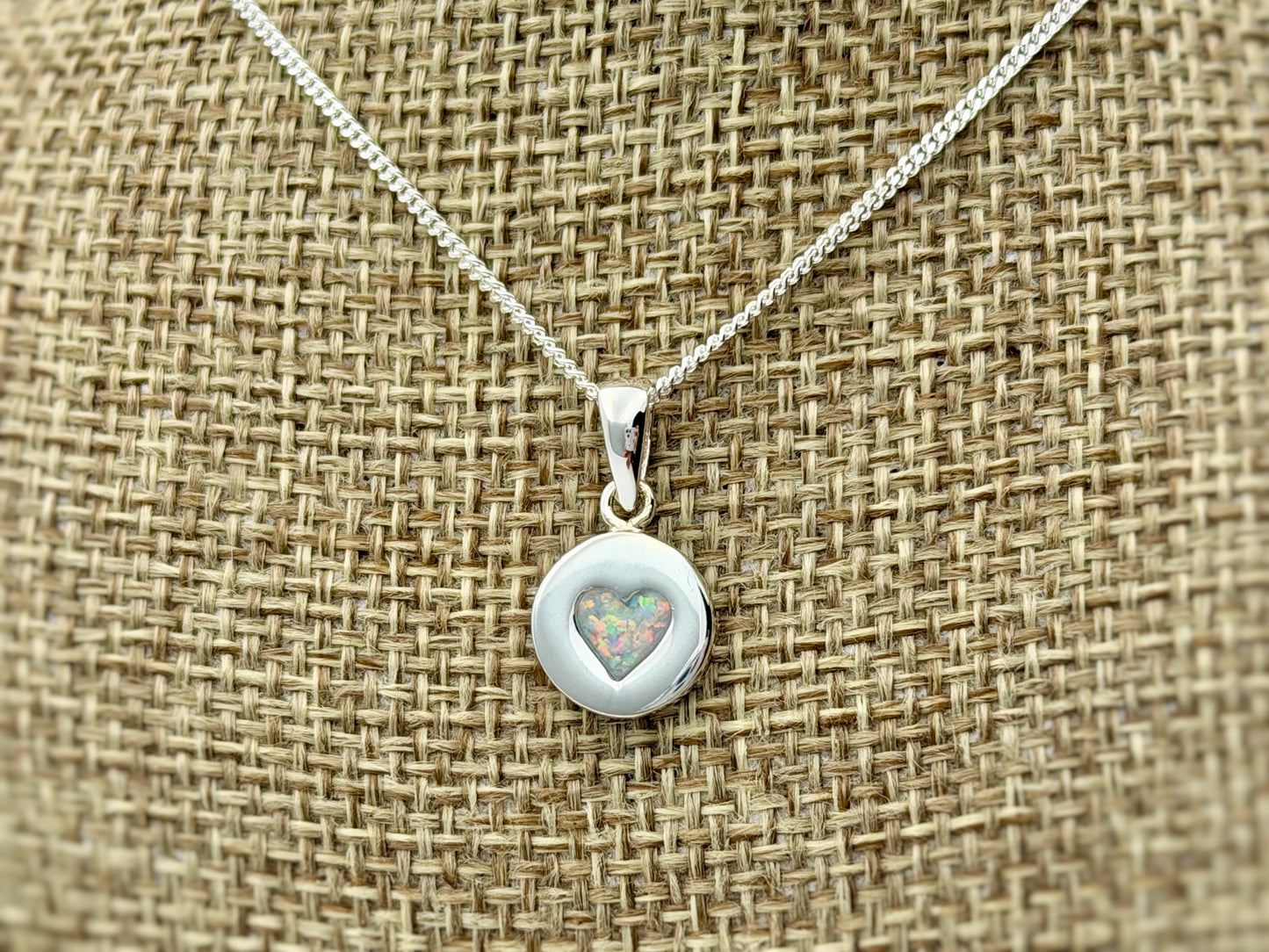 925 Silver Small Round Heart Indent Pendant